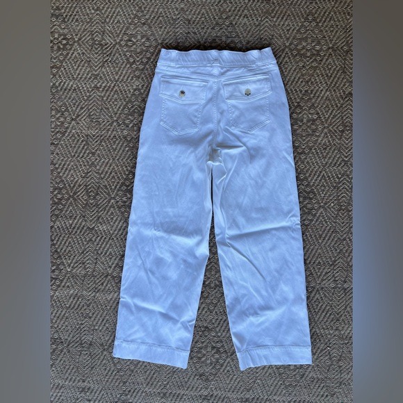 Spanx Twill Crop Wide Leg High Rise Pants White Small - Picture 9 of 10
